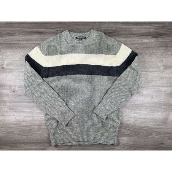 Slate & Stone Mens Pullover Sweater Gray Black White Color Block Stripe Size M - Picture 3 of 9